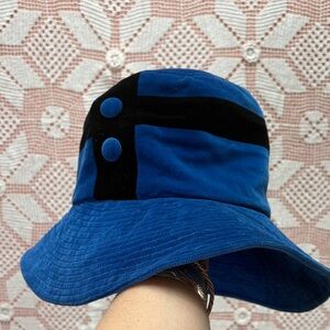 Vintage Fougeray Paris Blue Velvet Bucket Hat